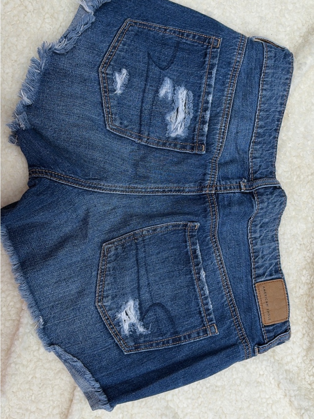 American Eagle Outfitters Distressed Dark Blue Denim Shorts